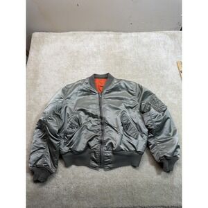 Vintage 70s Corinth Mfg MA-1 Flight Bomber Jacket Mens Large Green Reversable US